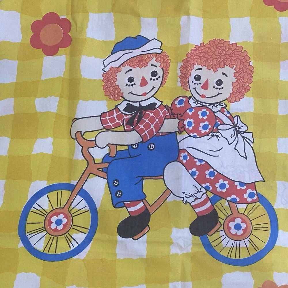 Vintage Raggedy Ann Andy Doll Flat Sheet